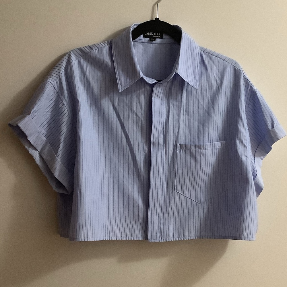 c’est moi CROP BOXY OXFORD SHIRT